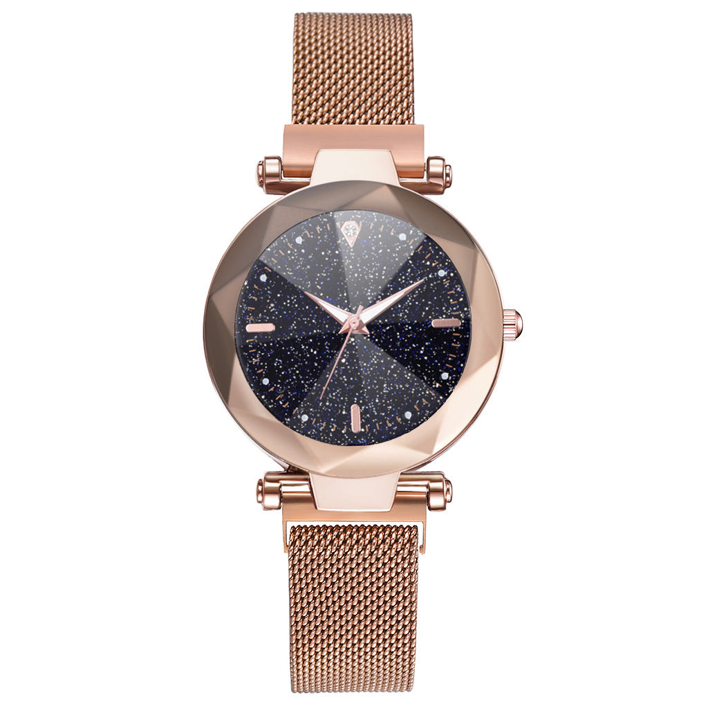 Fashionable Starry Sky Quartz Watch with Milanese Band