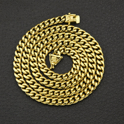 Men's Stainless Steel Cuban Chain Necklace with Clasp
