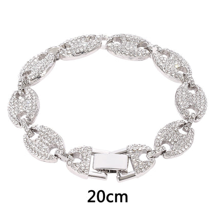 Cuban Bracelet with Coffee Bean Pig Nose Design