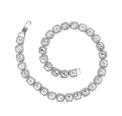 Men's Hip Hop Square Glass Cuban Chain