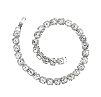 Men's Hip Hop Square Glass Cuban Chain