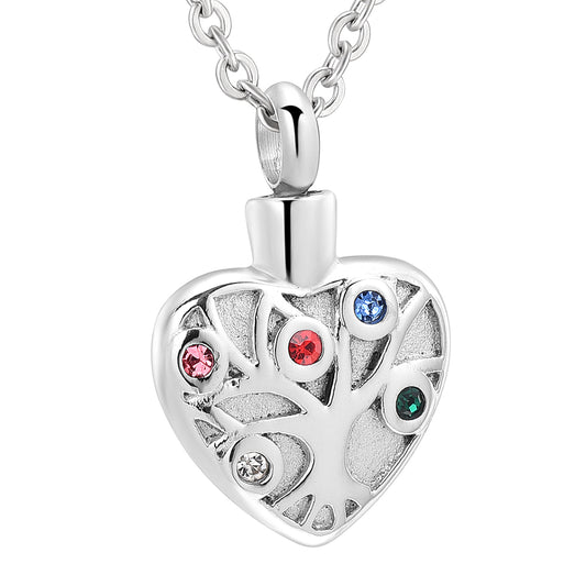 Heart-Shaped Diamond Ashes Pendant Necklace