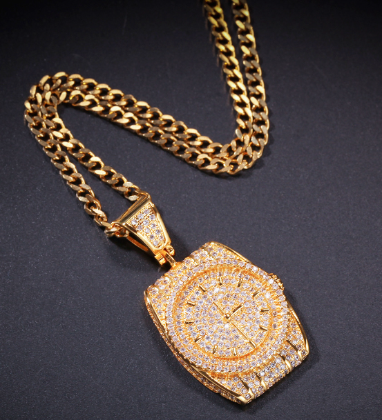 Hip Hop Watch Pendant Necklace