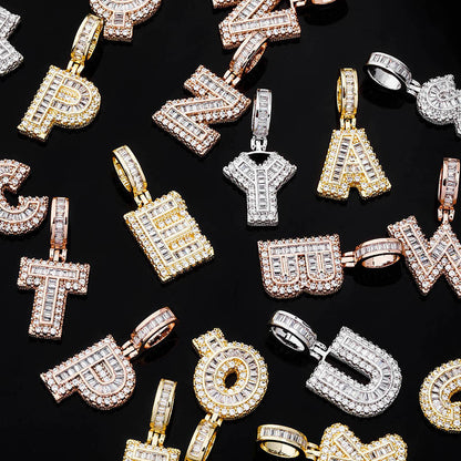 Custom Hip Hop Letter Necklace with Zircon Pendant