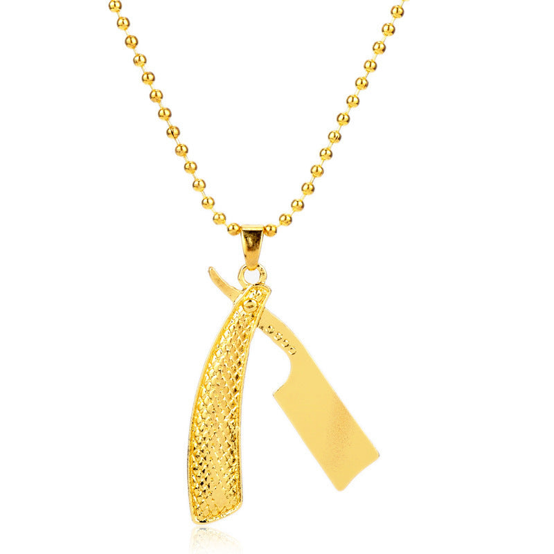 Men's Hip-Hop Alloy Blade Pendant Razor Necklace