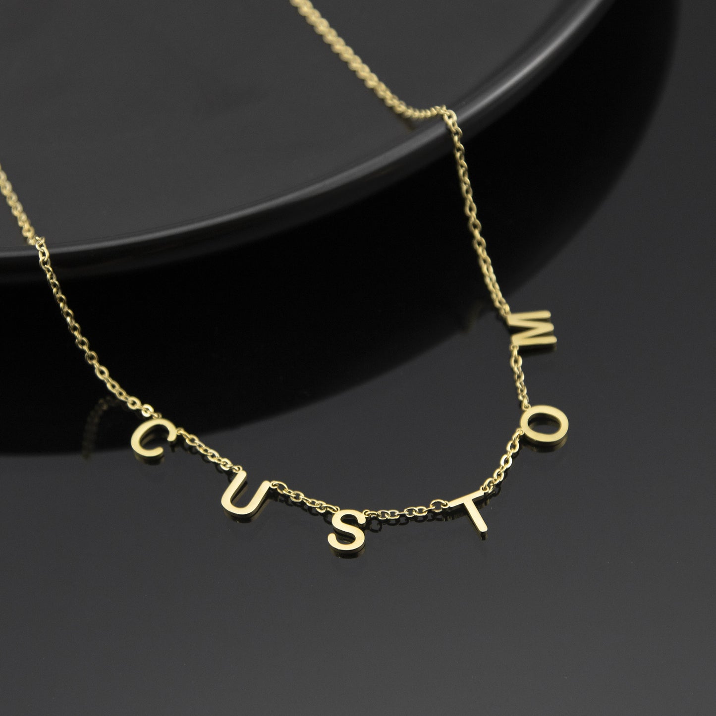Custom DIY Stainless Steel Initial Necklace in 18K Gold