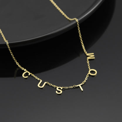 Custom DIY Stainless Steel Initial Necklace in 18K Gold