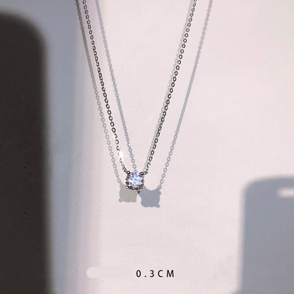 Minimalist 925 Silver Diamond Necklace for Women
