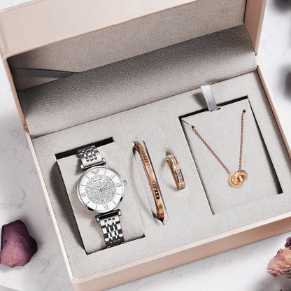 Ladies Trendy Quartz Watch with Steel Band