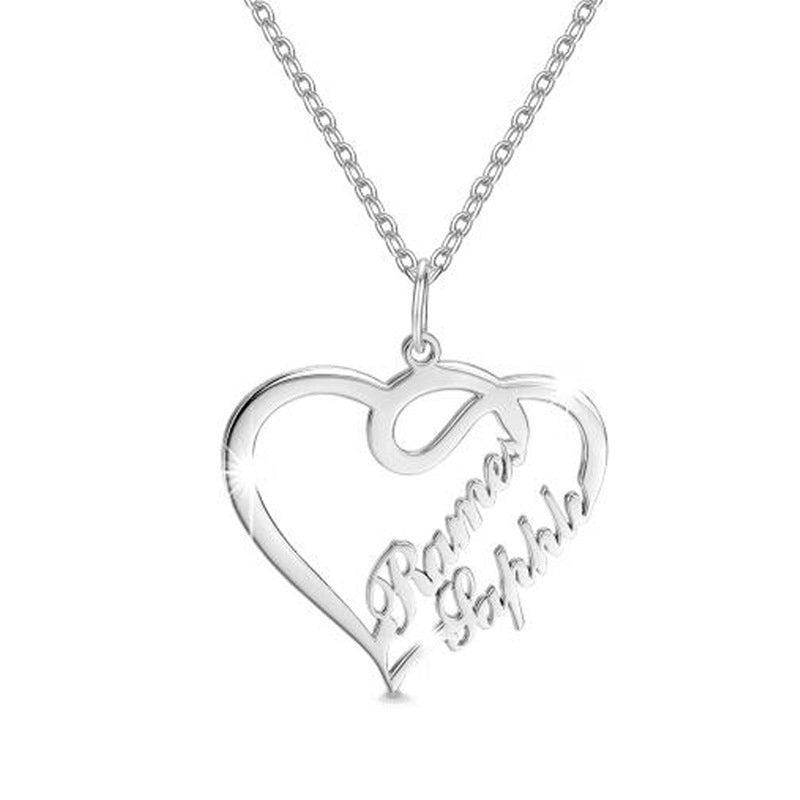 925 Silver Heart Letter Necklace