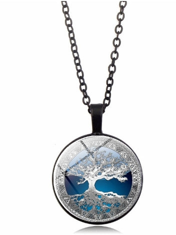 Tree of Life Pendant Necklace with Glass Gemstones