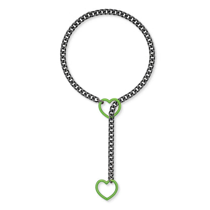 ADEMISHIA Womens Slip Chain Necklace With Heart O-ring Handmade Punk Rock Cuban Chain Lariat Y-Necklace Adjustable Long Chain Collar Jewelry