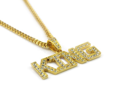 Men's Fashion Hip Hop KING Letter Diamond Pendant Necklace