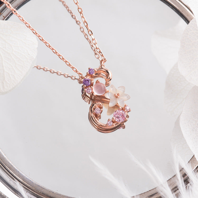 Shell Flower Alphabet Necklace in S925 Silver