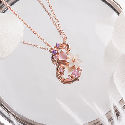 Shell Flower Alphabet Necklace in S925 Silver