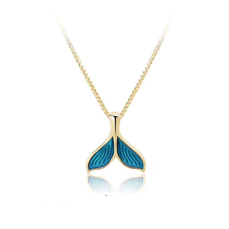 Fish Tail Mermaid Necklace in 18K Gold, Chic Design