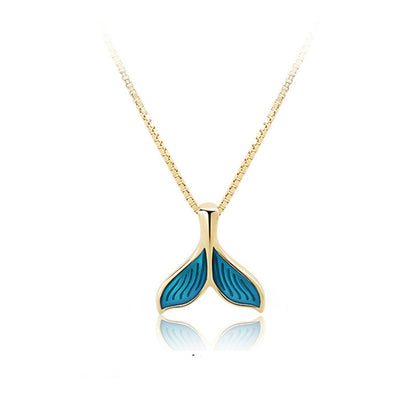 Fish Tail Mermaid Necklace in 18K Gold, Chic Design
