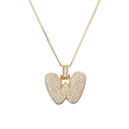 Hip Hop Letter Pendant Necklace with Zircon for Women