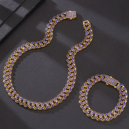 Cuban Chain Bracelet 12mm with Full Diamond Design