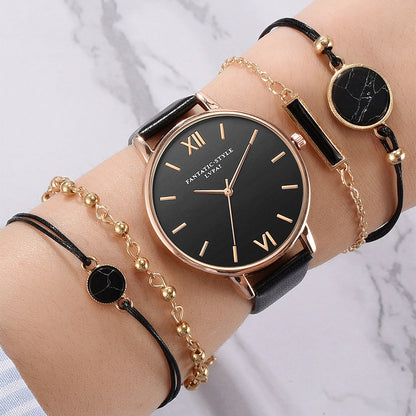 Lvpai Women's Minimalist Quartz Watch and Bracelet Set