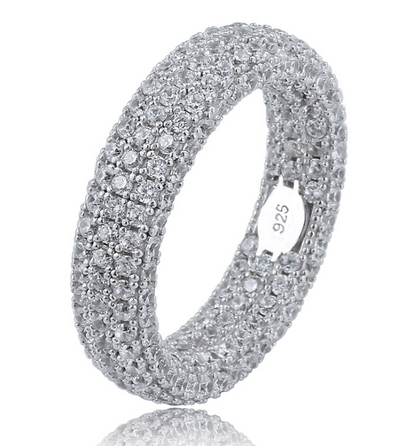 925 Silver Zircon Ring for Men's Hip Hop Style