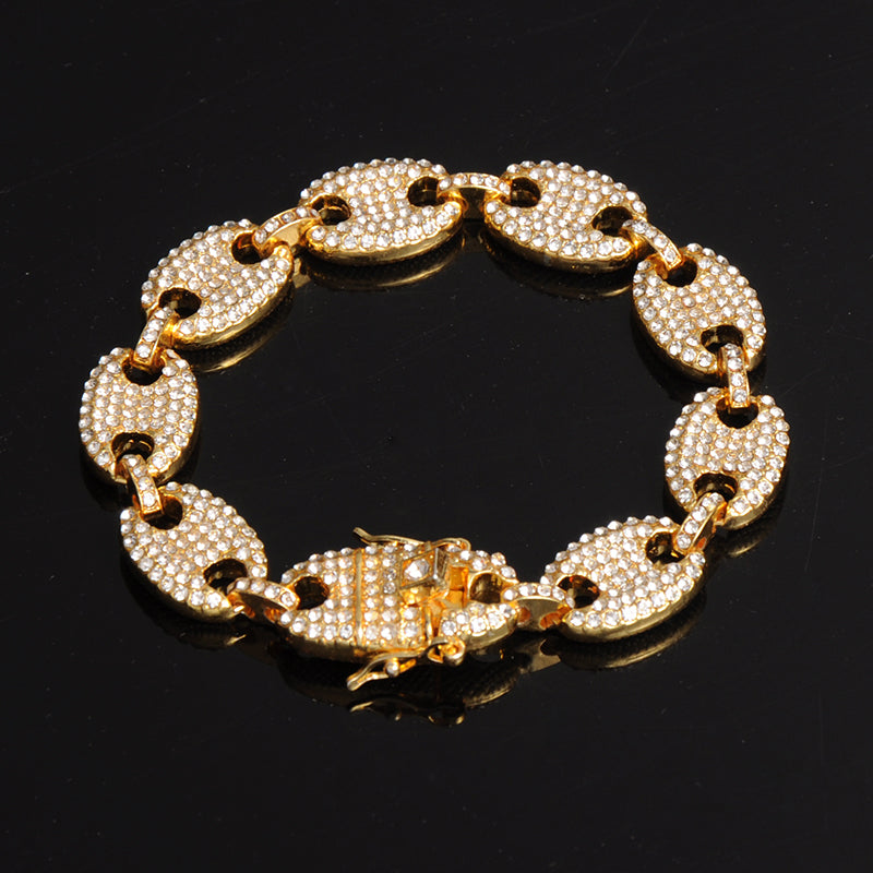 Colorful Diamond-studded Hip Hop Men's Cuban Bracelet