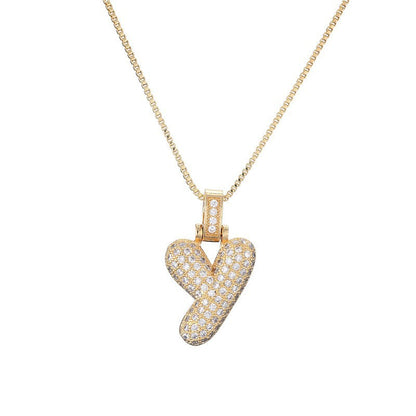 Hip Hop Letter Pendant Necklace with Zircon for Women