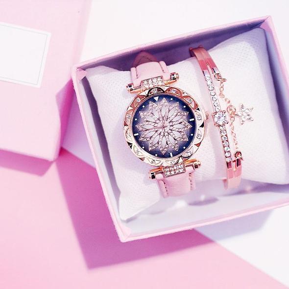 Fashionable Waterproof Women's Quartz Watch Set with Bracelet