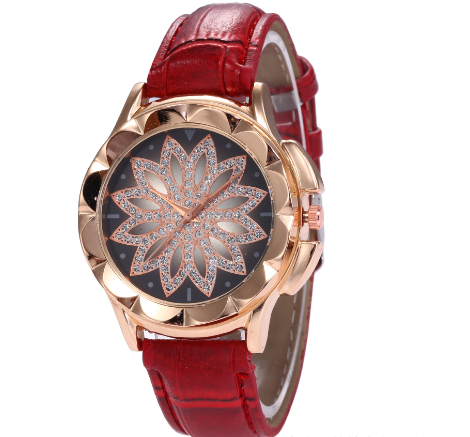 Fashionable Quartz Watch with Creative Design and Rhinestones