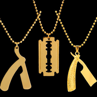 Men's Hip-Hop Alloy Blade Pendant Razor Necklace