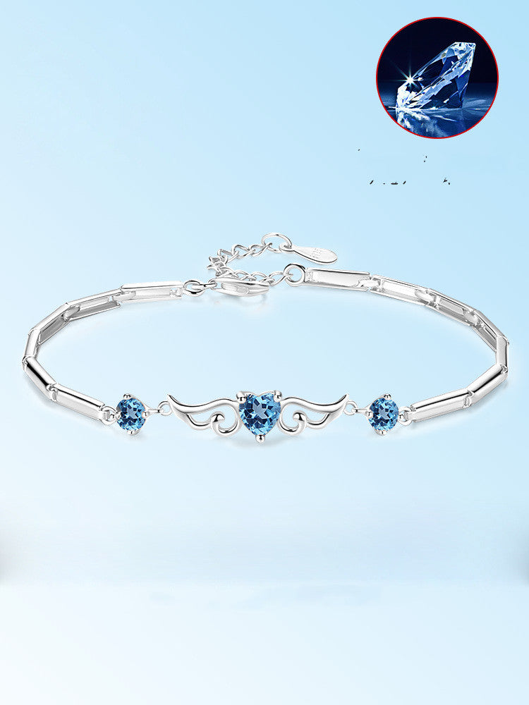 925 Silver Angel Wing Bracelet for Women, Unique Design