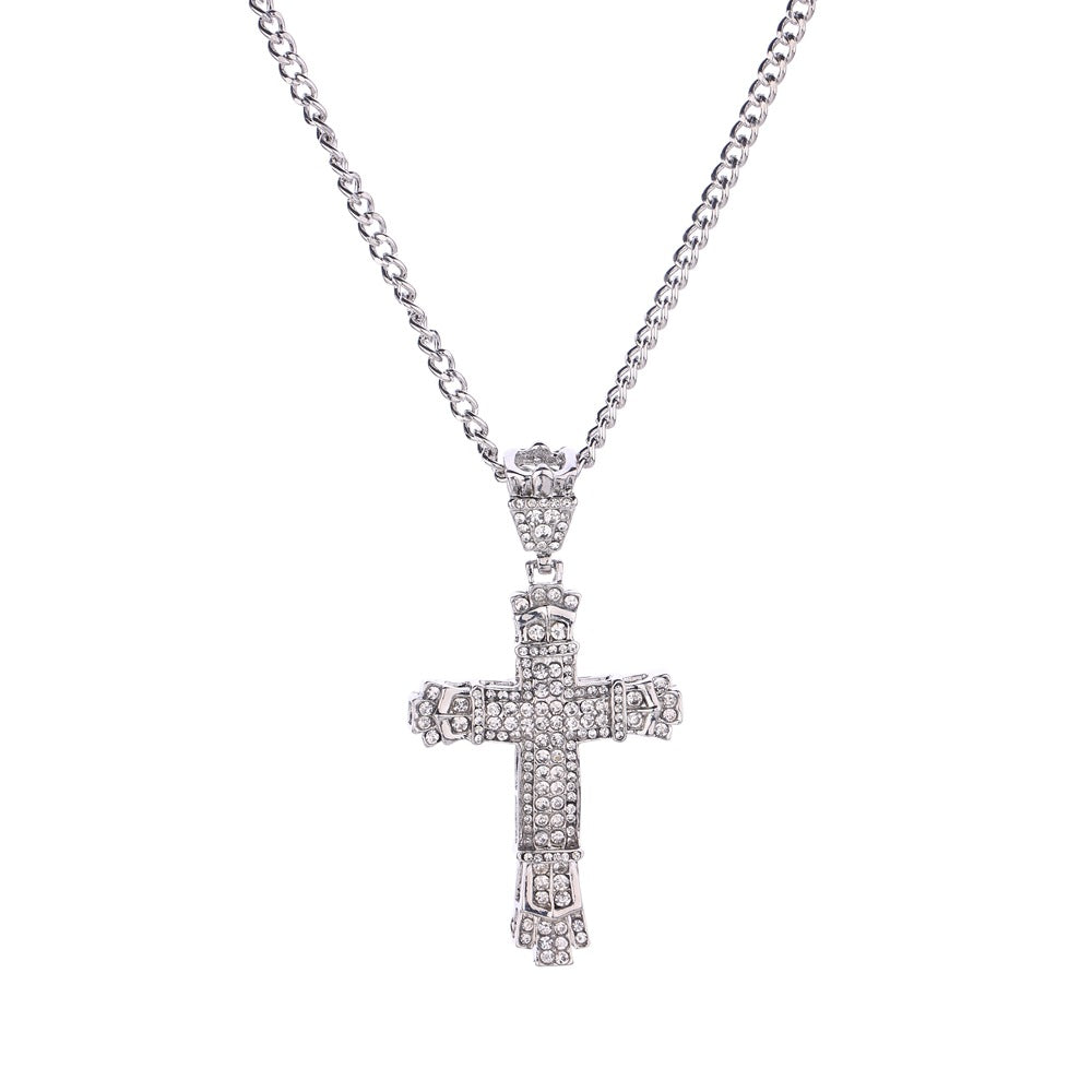 Hip Hop Cross Necklace with Diamond Pendant for Men