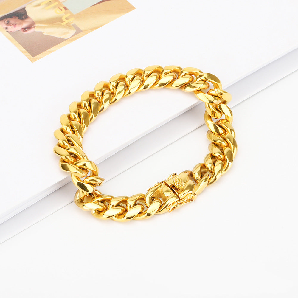 Gold Plated Cuban Chain Bracelet for Men (Hiphop Style)