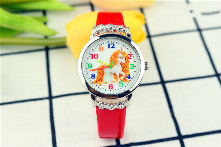 Unicorn Kids Belt Watch with Cartoon Design and Quartz Movement
