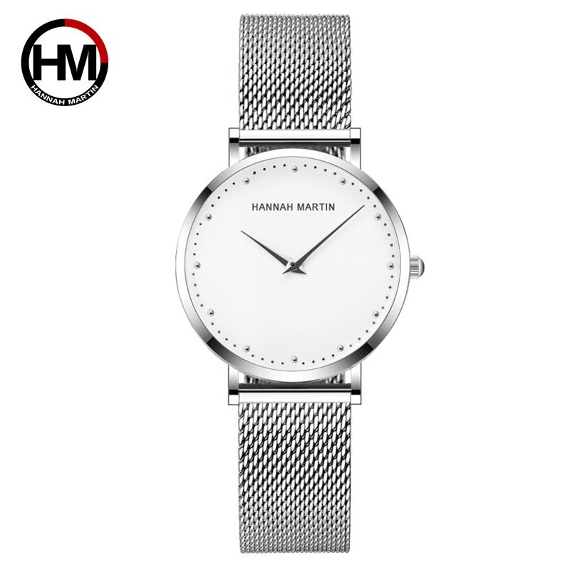 Waterproof Women's Quartz Watch with Steel Mesh Band