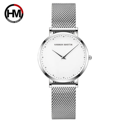 Waterproof Women's Quartz Watch with Steel Mesh Band