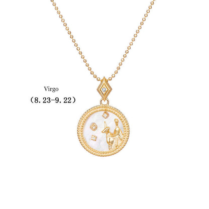 925 Silver Zodiac Pendant Necklace with Natural Shell