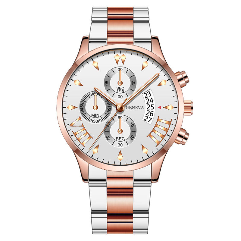 Fashion Calendar Quartz Men's Watch with Steel Band