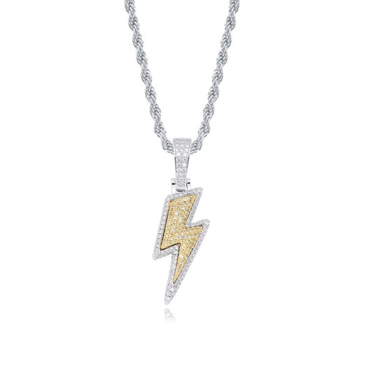 Lightning Pendant Necklace with Zircon Stones (Hip Hop Style)