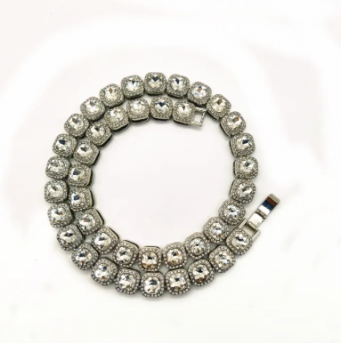 Men's Hip Hop Square Glass Cuban Chain