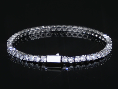 Hip Hop Spring Buckle Single Row Tennis Chain Bracelet