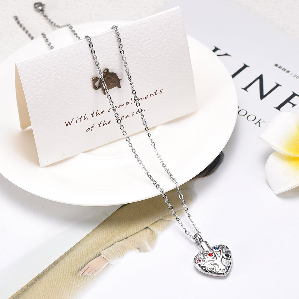 Heart-Shaped Diamond Ashes Pendant Necklace
