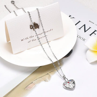 Heart-Shaped Diamond Ashes Pendant Necklace