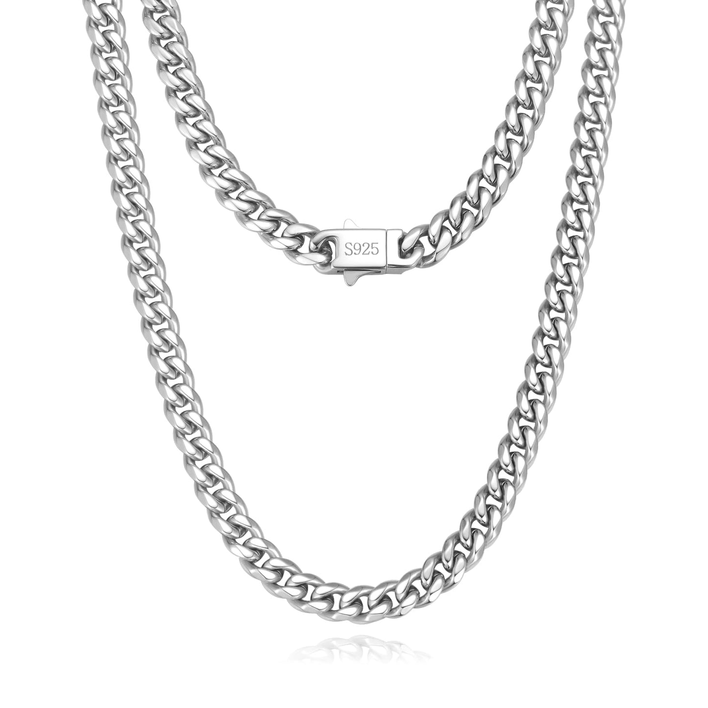 KRZ Silver Chain Necklace for Men Chain for Mens Chain 5mm Cuban Link Chain for Men Jewelry Gifts for Him 22 Inch Chain