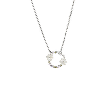 S925 Silver Necklace with Flower Pendant and Chain