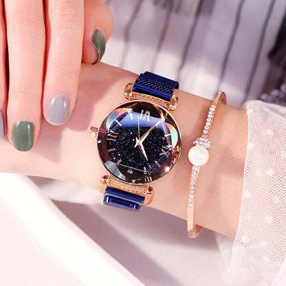 Starry Sky Quartz Watch for Women with Steel Band
