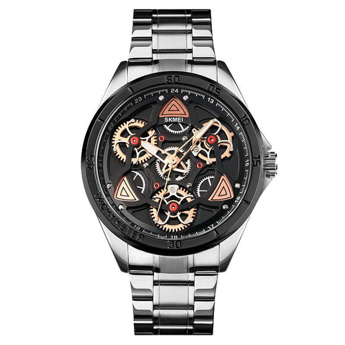 Men's Mechanical Wind Quartz Watch with Steel Band