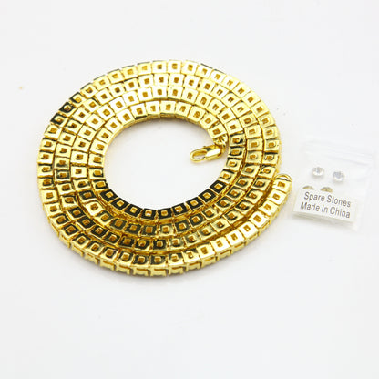 Men's Hip-Hop Single Row Alloy Necklace with Rhinestones