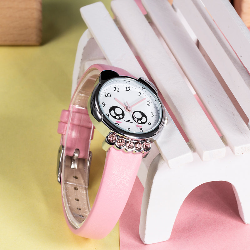 Kids' Cartoon Quartz Watch with Simple Design and Rhinestones