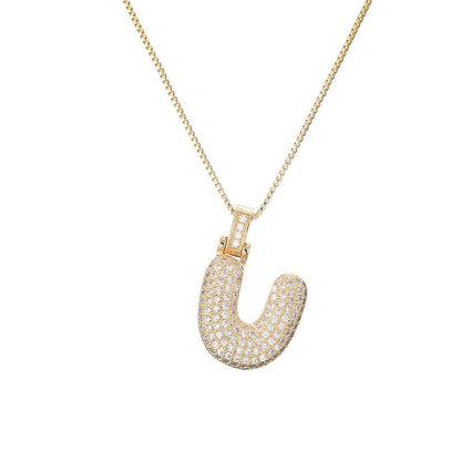 Hip Hop Letter Pendant Necklace with Zircon for Women